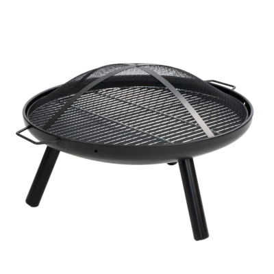 Dubai Feuerschale mit Grillrost und Gitter Schwarz